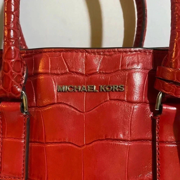 Michael kors red  leather satchel handbag - Picture 3 of 14